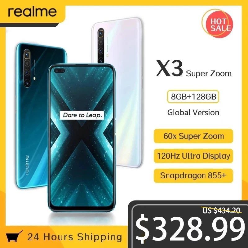 Realme X3 6 'Ǝ ГБ + 128 NFC SuperZoom 64MP Snapdragon 855 120 Гц дисплей 60X 4200 мАч 30 Вт Дротика Зарядка 4G