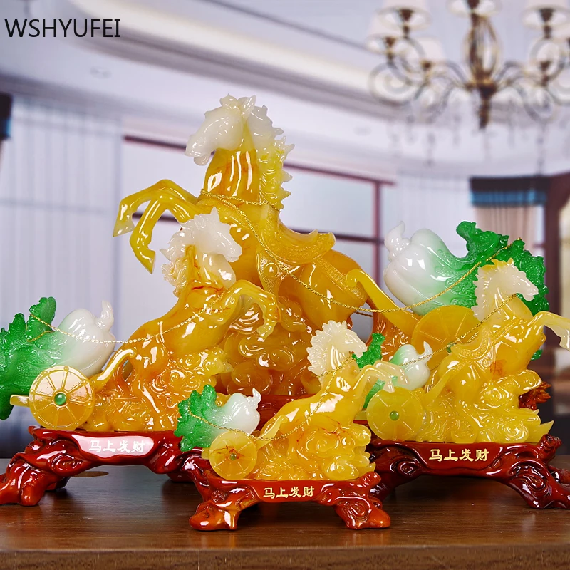 Китайская статуя лошади из смолы украшения скульптура УДАЧИ Ремесла Декор для