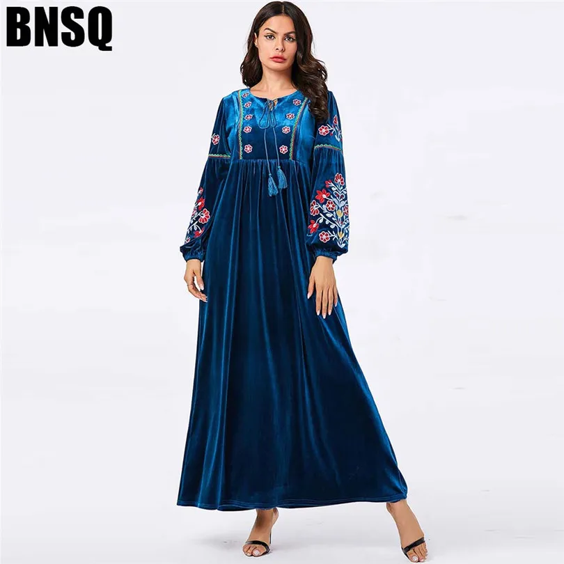 Утолщенная бархатная абайя Дубай размера плюс хиджаб мусульманское длинное