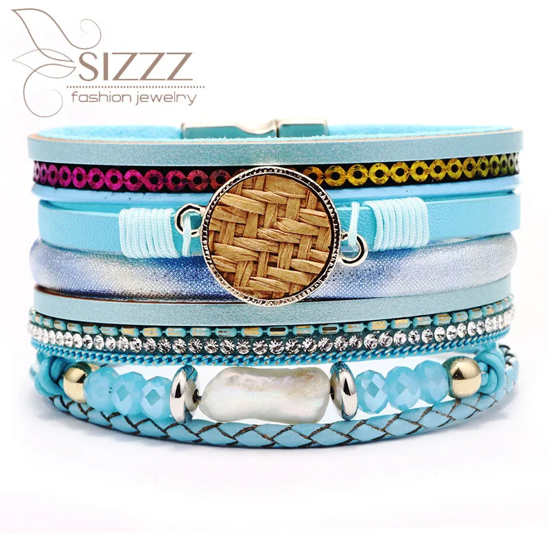 2019 новый европейский и американский Многослойный кожаный браслет с магнитной