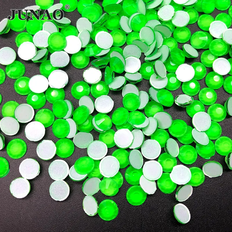 

JUNAO SS16 SS20 Neon Green Non Hot Fix Glass Rhinestones Flatback Glass Stones Nail Strass Diamond Nail Art Decorations