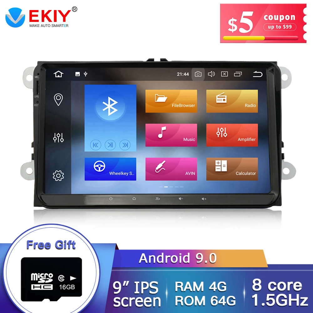 Автомобильный DVD плеер Ekiy IPS 9 дюймов Android 0 GPS Navi для Volkswagen VW Skoda Octavia Golf 5 6 Touran Passat B6