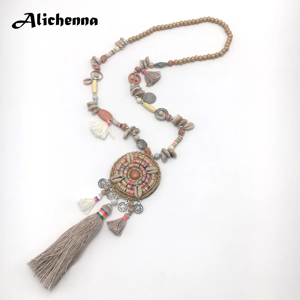 Лидер продаж женское длинное ожерелье в богемном стиле винтажное панк с цветными