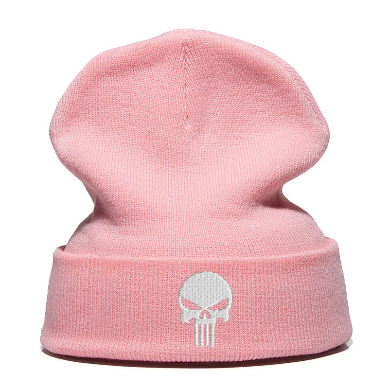 Beanie шляпа Skullie шапка, вязаная шапка-носок Зимняя Вышивка в стиле панк Для мужчин Для женщин для мальчиков и девочек подростков уличных танцев череп Skelton черный, белый, серый