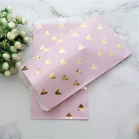 1pack candy gift paper bags pink and rose gold foil heart shower wedding birthday anniversary sweet bridal bag heart sticker