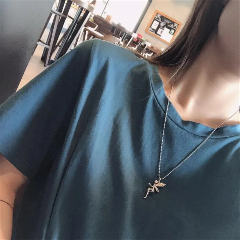 POFUNUO Women Luxury Vintage 925 Sterling Silver Necklace Angel Fairy Pendant Beads Link Chain Lovers Fine Jewelry Gift | Украшения и