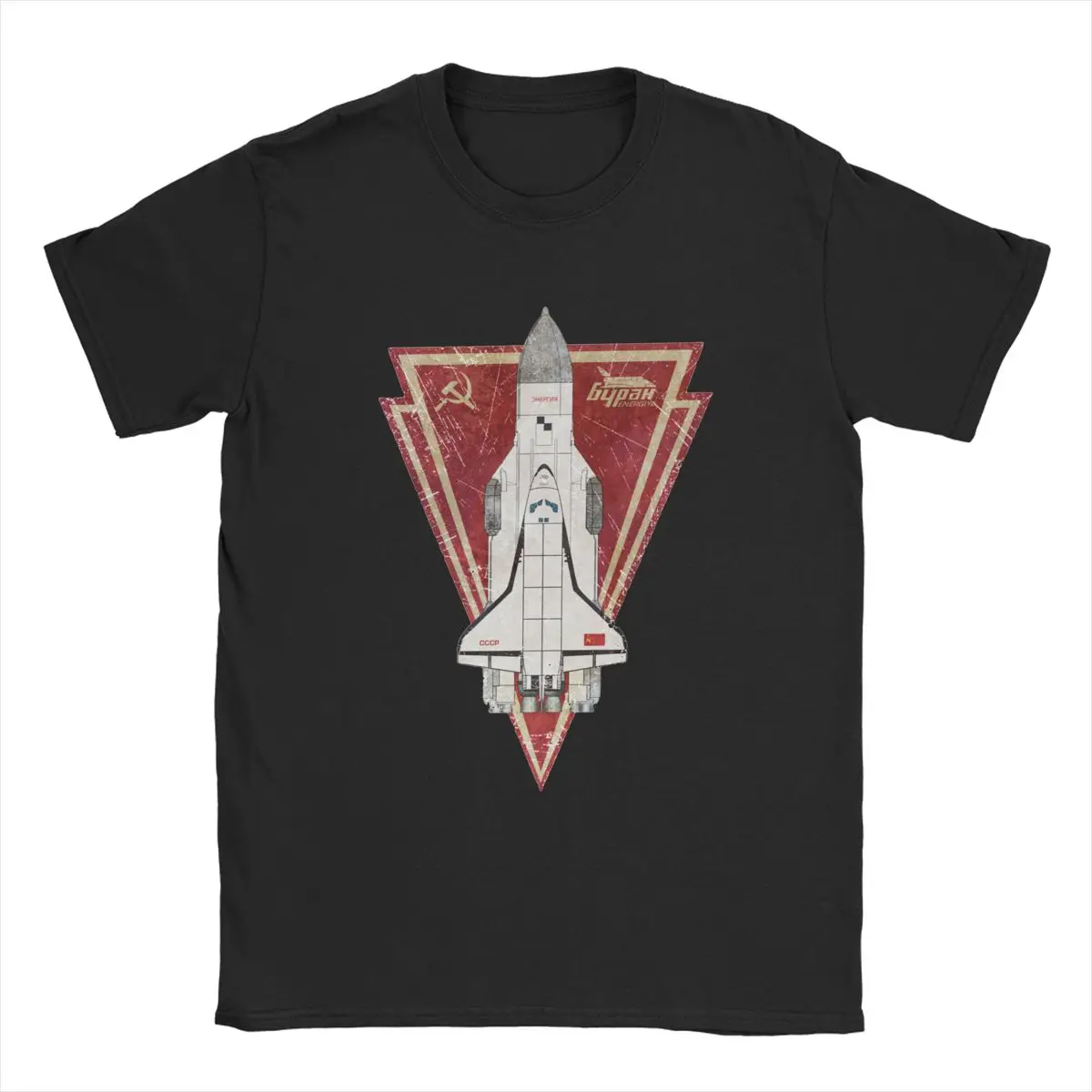 Fashion CCCP Flag Space Rocket T-Shirt for Men Crew Neck Cotton T Shirt USSR Soviet Union Short Sleeve Tees Classic Tops | Мужская