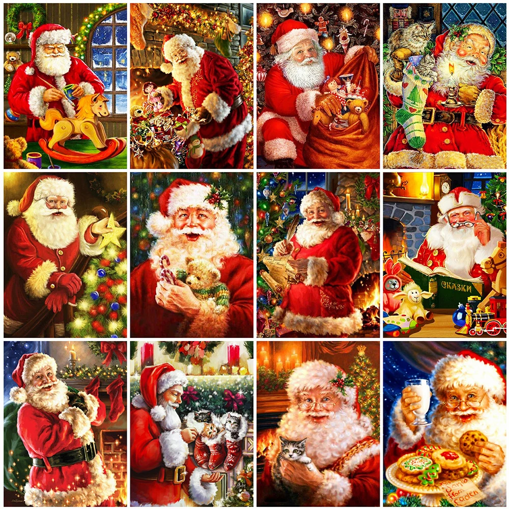 Алмазная 5D картина Дед Мороз с полным заполнением вышивка из круглых страз для