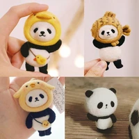 non finished diy beginner handmade cartoon panda toy doll wool felt needle poked material package animal pendant creative craft