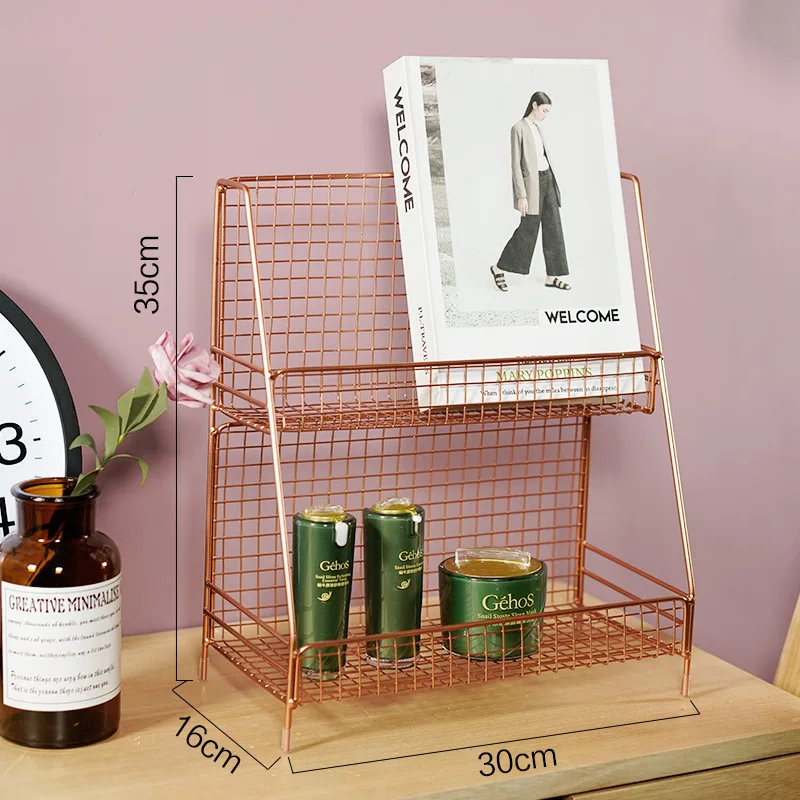 

Home Storage Rack Kitchen Organizer Shelf Iron Wire Makeup Shelves Cosmetic Metal Basket Spice Seasoning Holder Bathroom Shelf