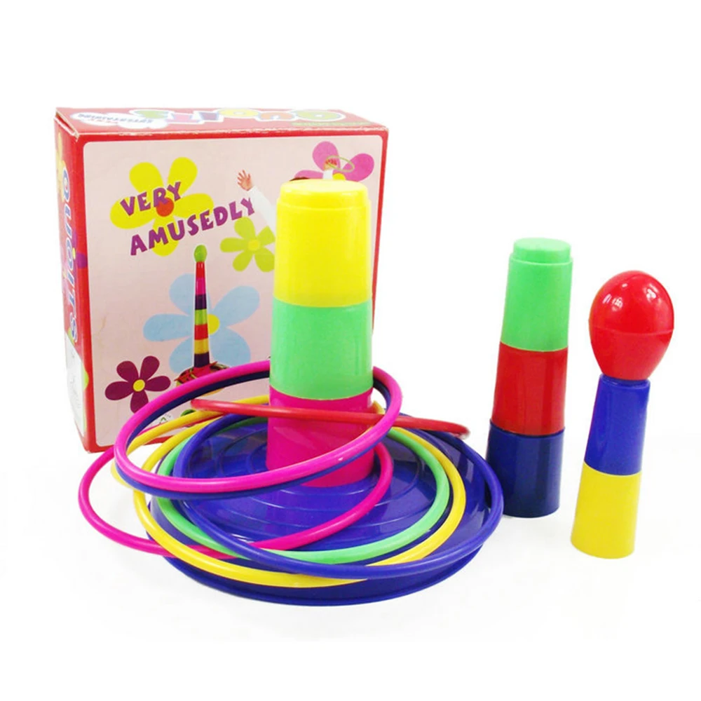 

[Funny] Sport games Puzzle Kids Hoopla Ring Toss Cast Circle Sets Game Stack Up Nesting Tower Colorful Toy baby Educational Toy