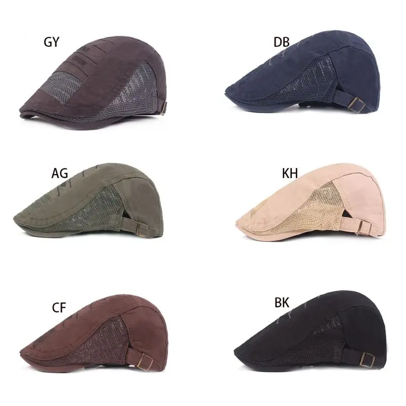 Мужская Унисекс дышащая сетчатая комбинированная плоская кепка берет с