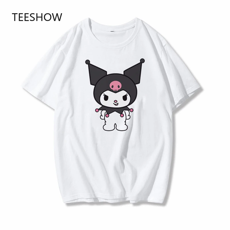 

Girls Funny Cartoon Ulzzang Cotton Short Sleeve T-shirts Demon Printed Men's And Women's T-shirt Harajuku Fashion Female T-shirt