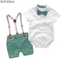 newborn baby summer clothes suit baby boy soft cotton solid rompers belt pants infant toddler sets