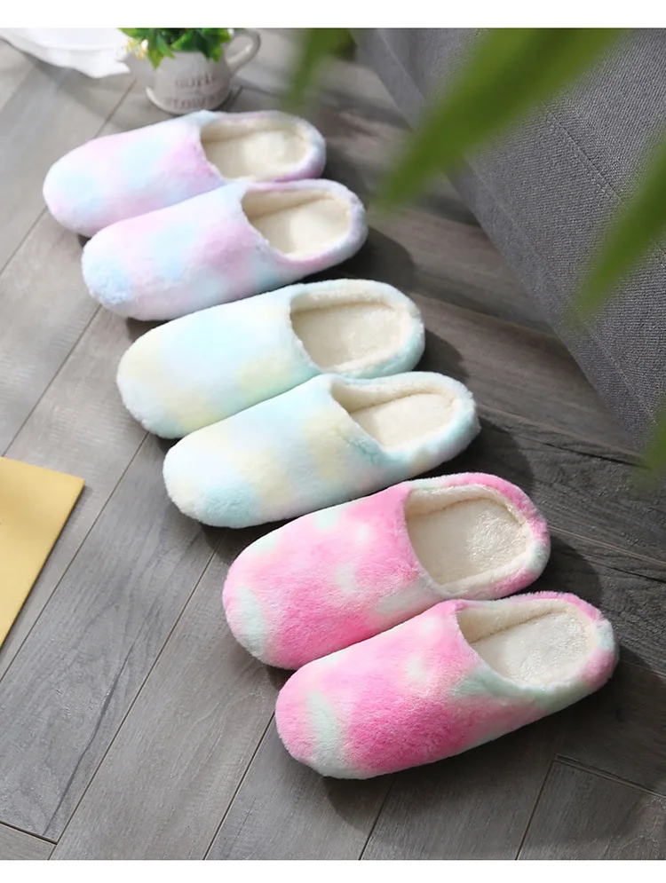 

Striped Soft Bottom Home Slippers Cotton Warm Shoes Women Indoor Floor Slippers Pink Shoes For Bedroom House Woman Slippers