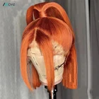 Парик Allove Orange Ginger Bob, прямые короткие волосы, бразильский парик 99J, цветные парики 4x4 из человеческих волос для женщин
