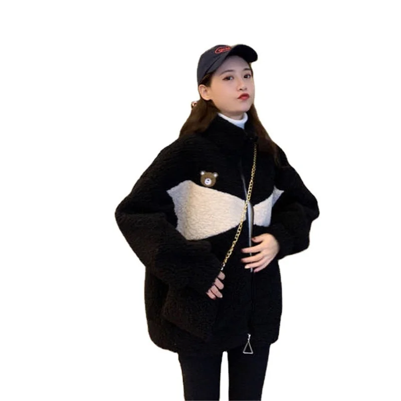 Зимнее женское пальто в Корейском стиле Новинка Свободная куртка из овечьей