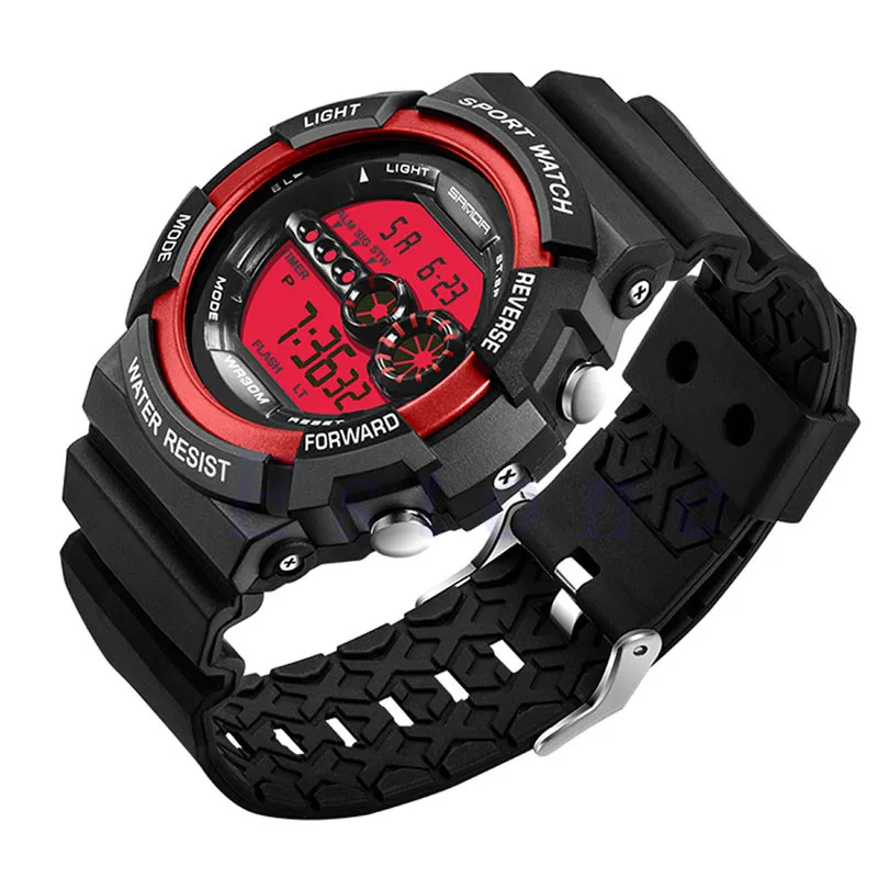 

SANDA Luxury Electronic Watch Mens LED Display Digital Date Alarm 3Bar Waterproof Multifunction Sports Wristwatch