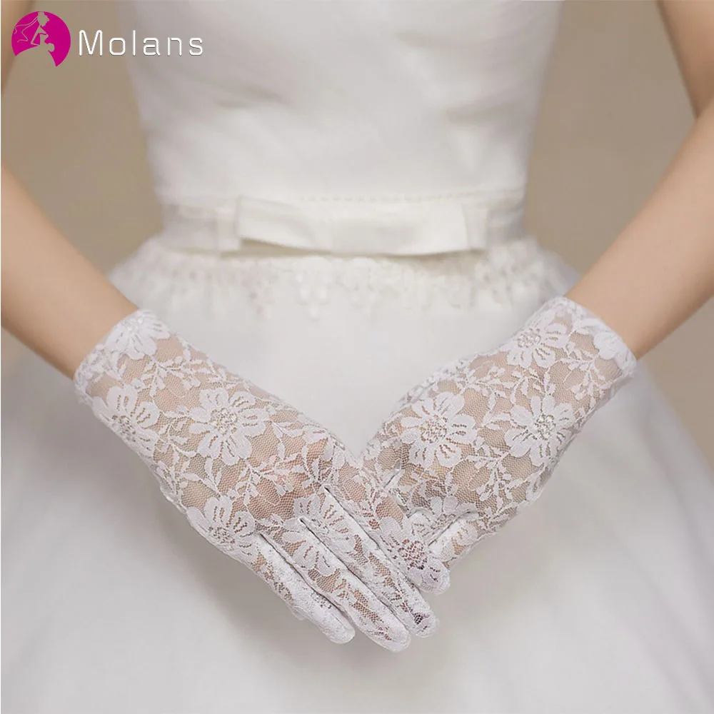 

Molans 1 Pair of Short Lace Gloves UV Protection Full Finger Gloves Outdoor Driving Gloves Prom Party Driving Wedding Gloves