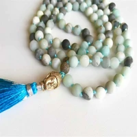 8mm amazonium stone tassels 108 gemstone beads necklace beaded dark matter restore yoga chain chakra colorful healing