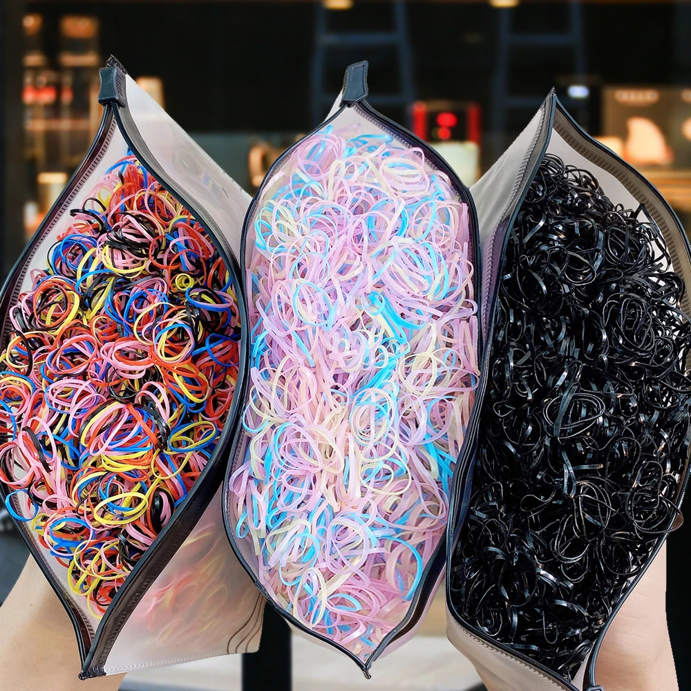 

1000Pcs/Pack Colorful Small Disposable Hair Bands Scrunchie Girls Elastic Rubber Band Ponytail Holder Hair Accessories Hair Ties