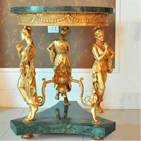 french antique reproduction brass table with marble top for dinning and living room w65h77cm discounts offer for 2pcs and more