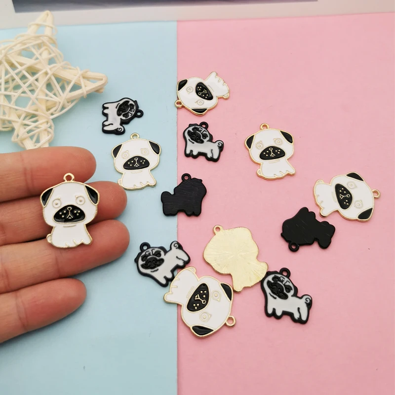 10 шт./пакет бульдог эмаль подвески серьги браслет модный кулон в виде шарпей