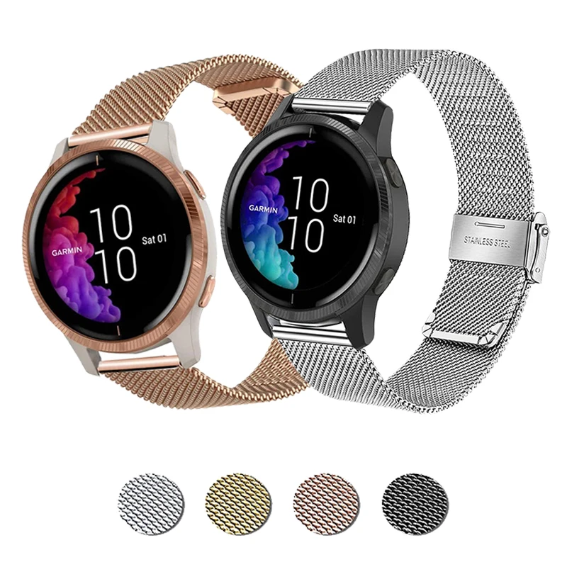 

Strap for Garmin Vivoactive 4 smart watch Metal Mesh Wristband for Garmin Forerunner 745 Bracelet for Garmin Venu 2 watchStrap