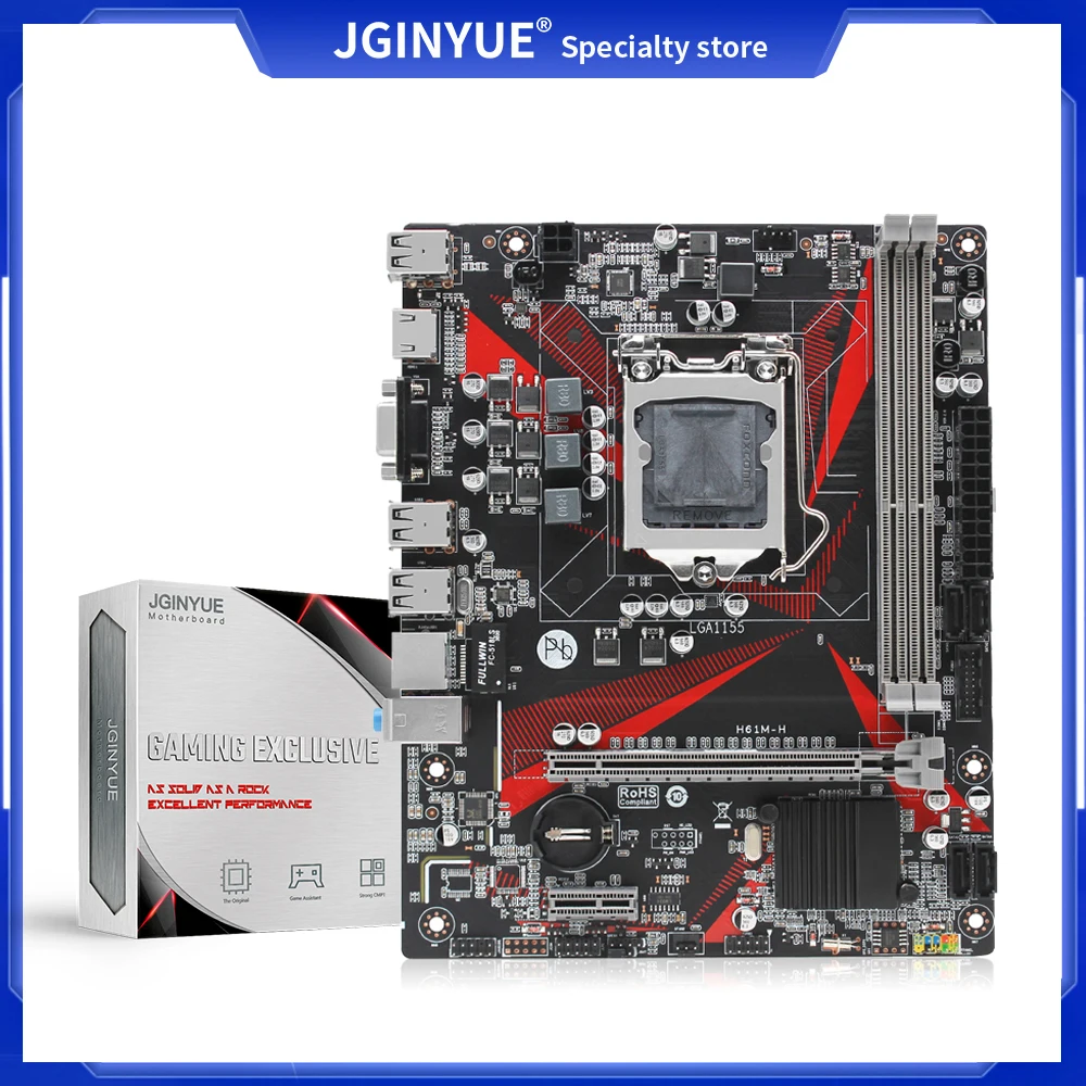 

Материнская плата JGINYUE H61, LGA 1155, Поддержка Intel i3 i5 i7 Xeon E3 V2, процессор DDR3, десктопная память, ОЗУ с VGA HDMI USB3.0 H61M-H