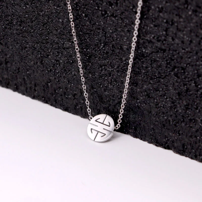 Ожерелье из нержавеющей стали с цепочкой до ключицы колье двойным счастьем в