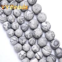 dull polished grey map jaspers stone beads natural loose round spacer charm beads 4 6 8 10 12mm for jewelry making diy bracelet