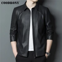 coodrony brand autumn winter new arrival mens jacket soft warm genuine leather jackets fashion sheepskin zipper coat men c8083