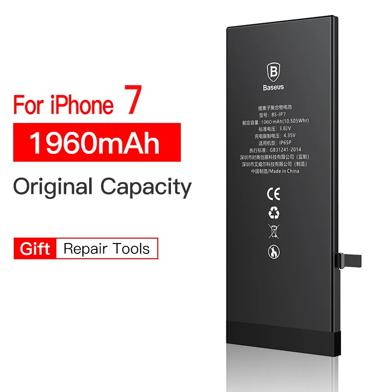 1960mAh For iP 7 Аккумулятор для мобильного телефона Baseus для iPhone 8, 7, 6, 6s s Plus, 5, 5S, 5c, 7 plus, 6 plus, сменный аккумулятор для iPhone7, iPhone6 - Цвет: 1960mAh For iP 7
