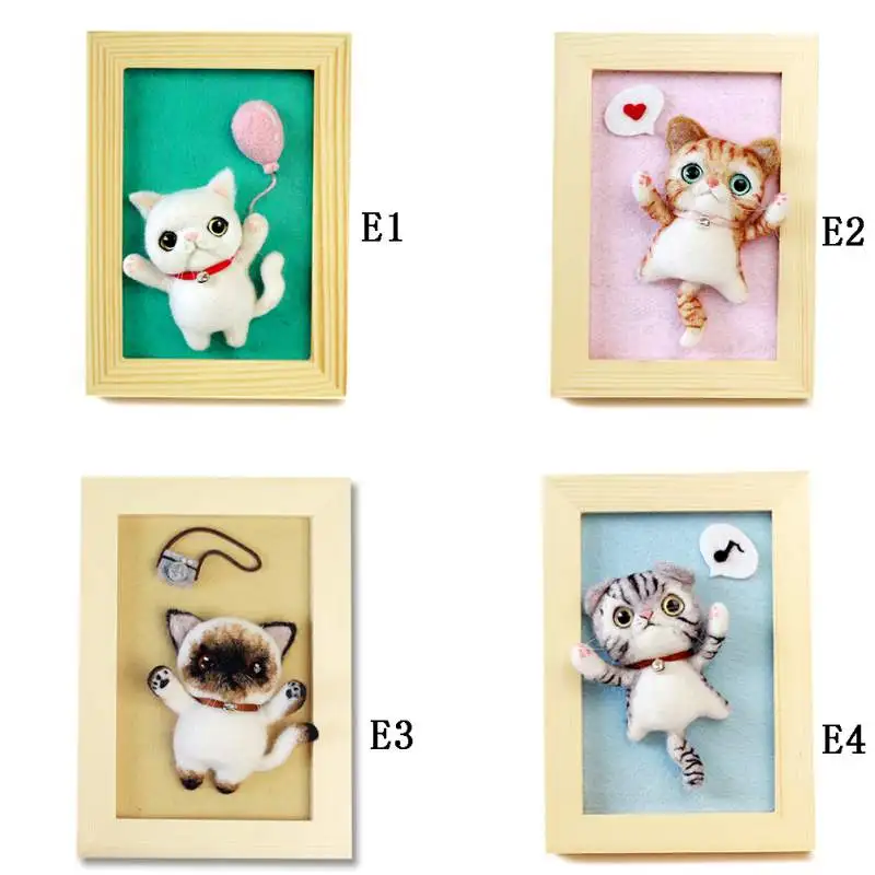 Шерстяной войлок Набор Diy кошка рамка для фотографий искусство иглы Войлок