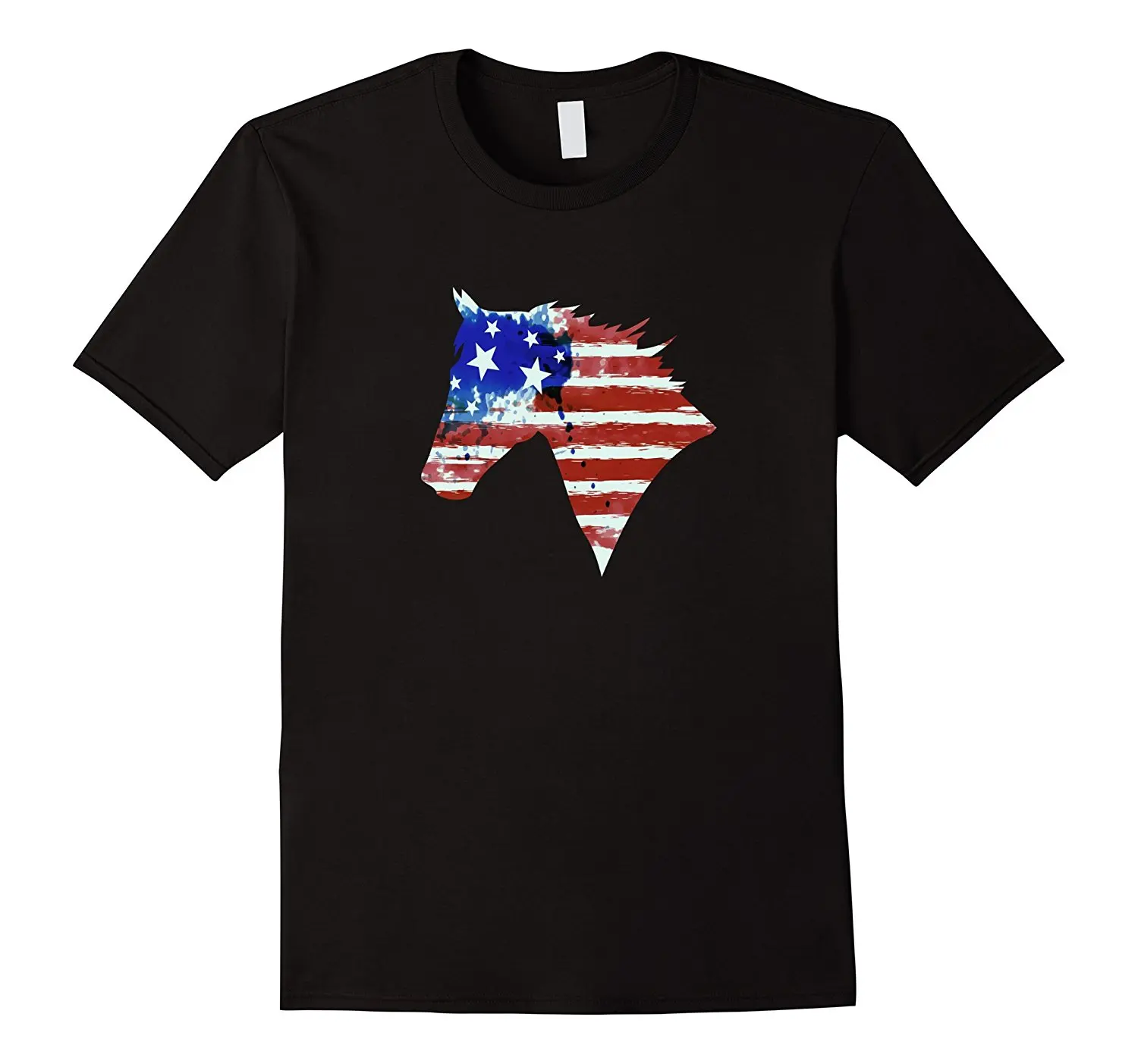 

2021 New Horse American Flag T Shirt - Funny USA July 4th Tee Shirt Hipster Harajuku Brand Clothing T-Shirt Men Summer Style