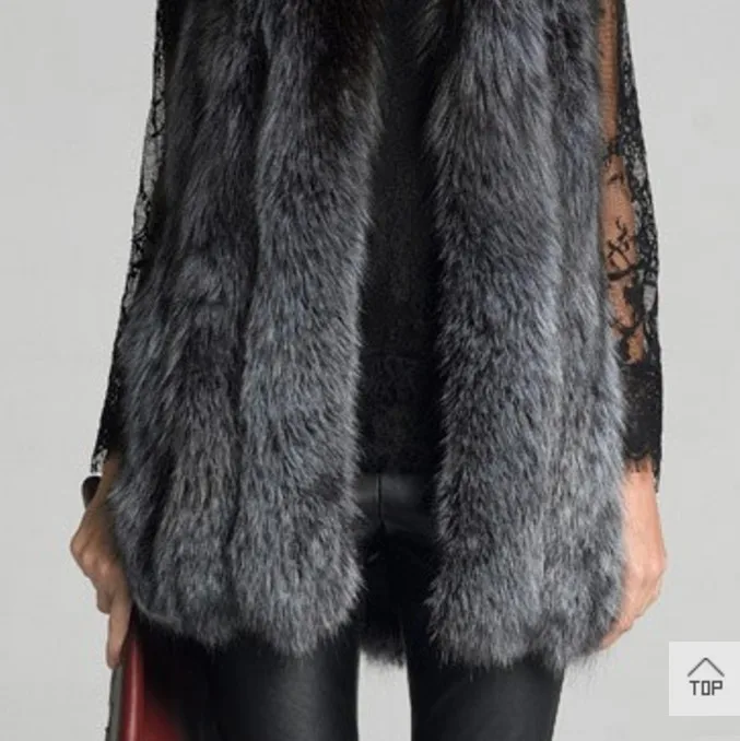 2019 Vetement женский жилет из искусственного лисьего меха меховой пальто Зимний