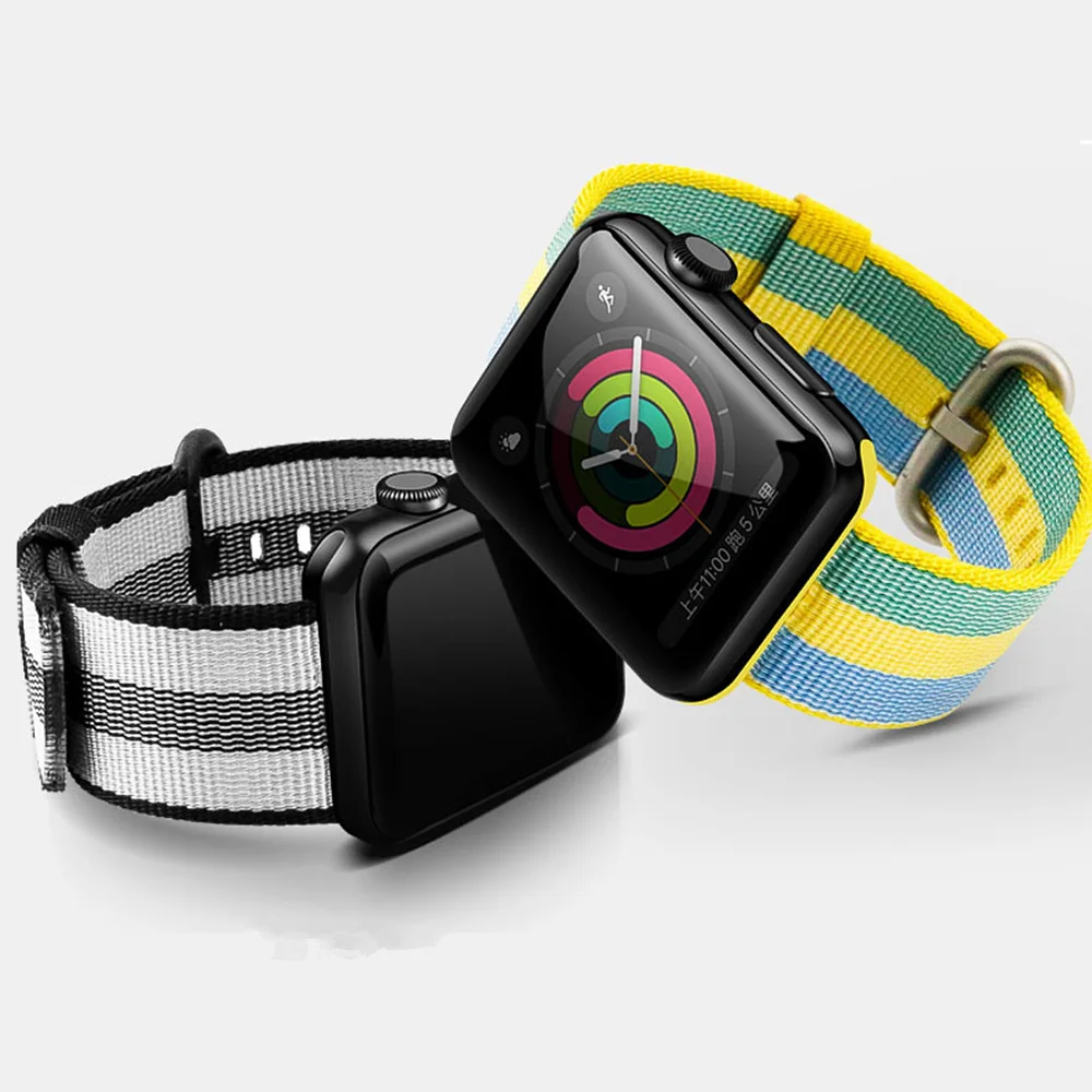 Нейлоновый ремешок для apple watch band 42 мм 38 мм iWatch 4 Band 44 мм 40 мм браслет ремень Спортивная петля ремешок для apple watch 4 3 2 1