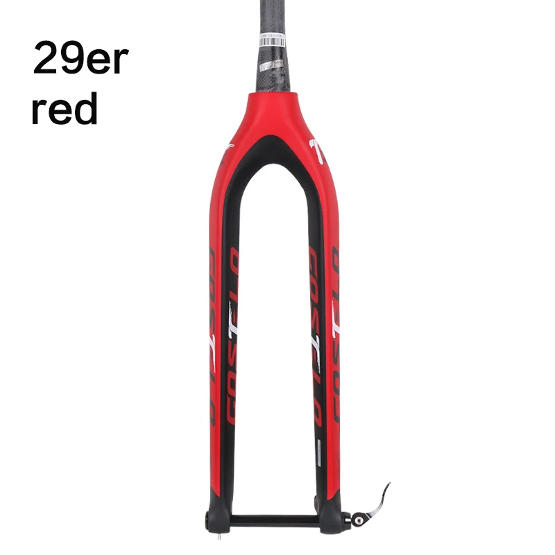 Costelo полностью углеродная mtb вилка 29er для горных велосипедов жесткая вилка для велосипедных частей через ось 15 мм велосипедная передняя вилка rock shox - Цвет: 29er red