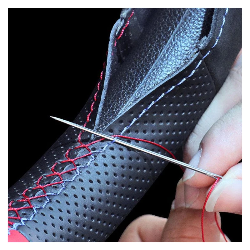 

HOT SALE DIY Black Leather Suede Hand-Stitch Car Steering Wheel Cover For Peugeot 308 New product