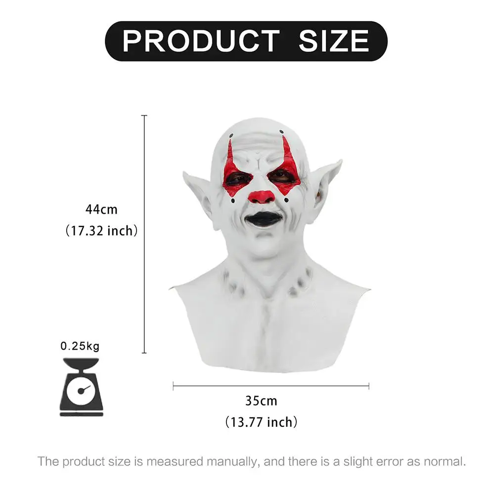 

Halloween Clown Mask Creepy Costume Party Cosplay Props Clown Mask Latex Spoof Pure White Horror Mask Halloween Mask