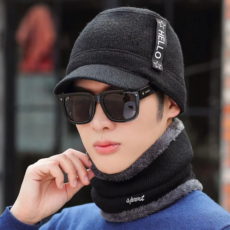 Зимние шапки Скалли Beanies шапка для мужчин и женщин шерстяная вязаная теплая плюшевая шапочки с шарфами Балаклава маска Knitted шапка вязаная зимняя Лыжная шапка