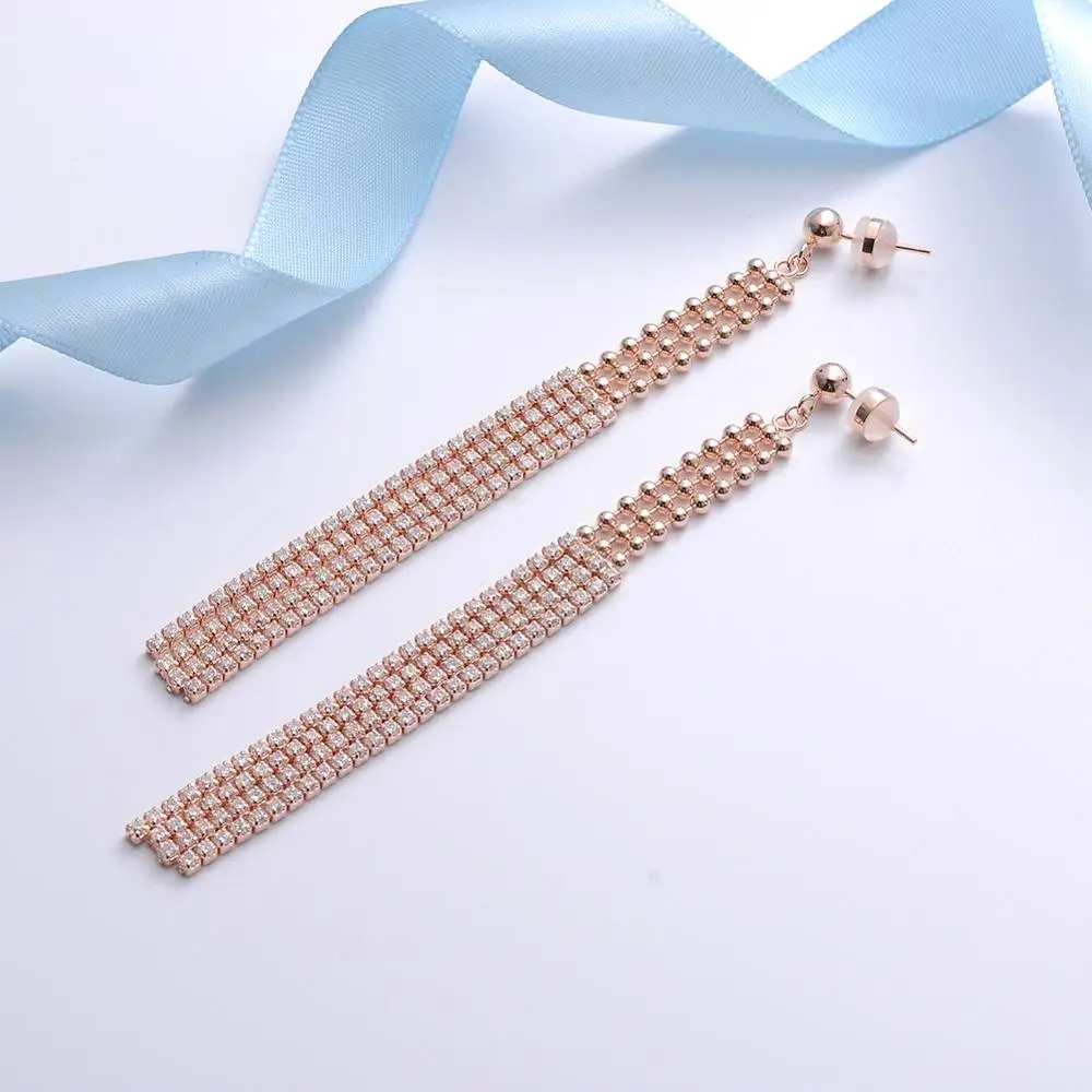 

925 пробы серебряные ювелирные изделия женские золотые длинные серьги с кисточками большие серьги для женщин 2019 массивные украшения аксессу...