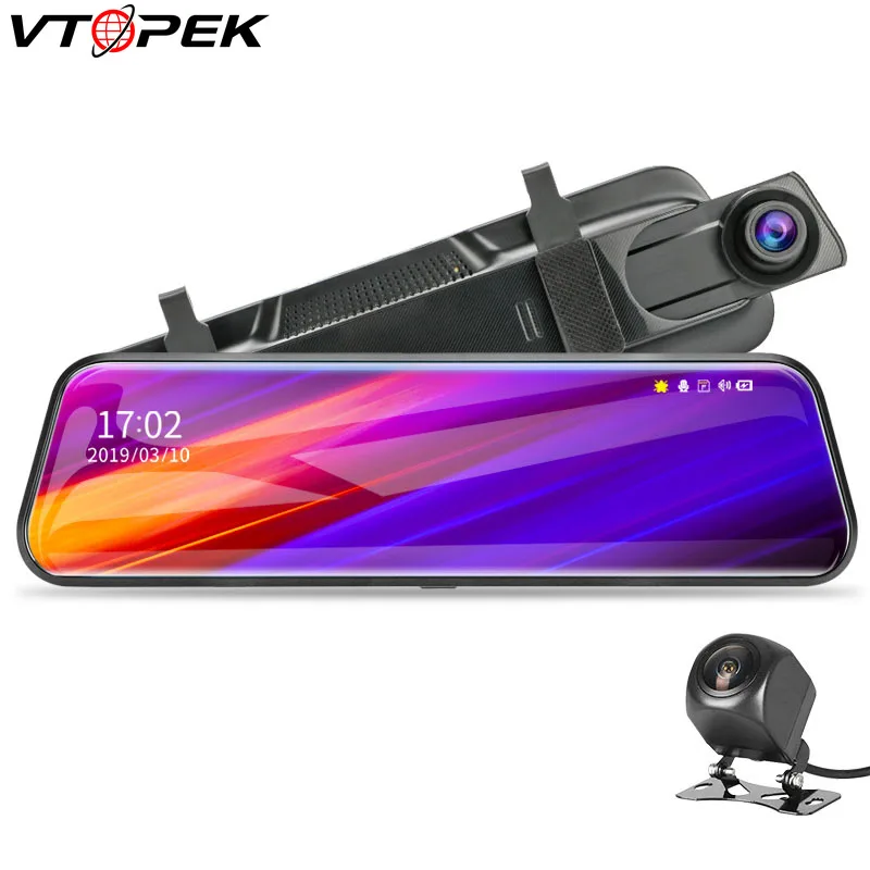 Поток зеркало заднего вида Dvr Dash камера 1" ips сенсорный экран Full HD 1080P Автомобильный видеорегистратор Dash Cam ночное видение с 720p резервная камера