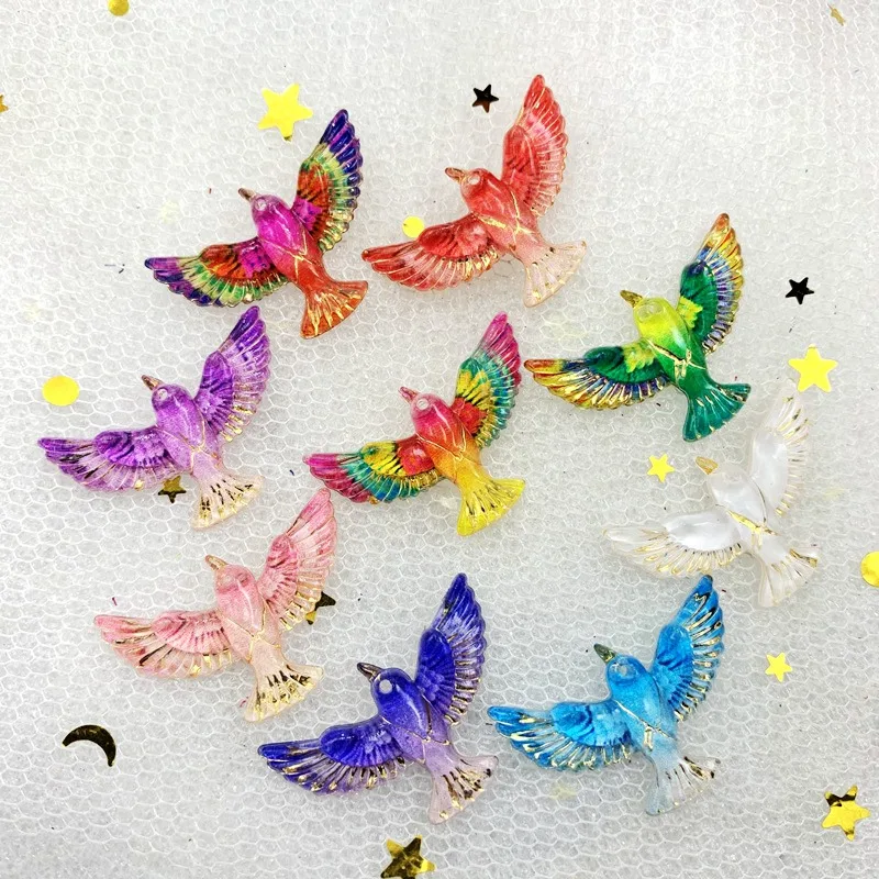 Oiseau aérien en acrylique à trou unique  bijoux en cristal à dos plat  accessoires décoratifs