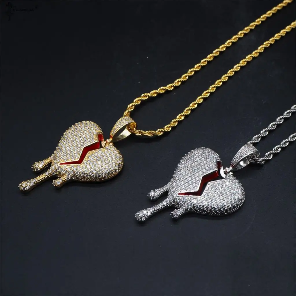 

Ожерелье с подвеской в виде сердца красного цвета с кулоном-капелькой и веревкой, золотистая цепочка с кубическим цирконием для мужчин и же...