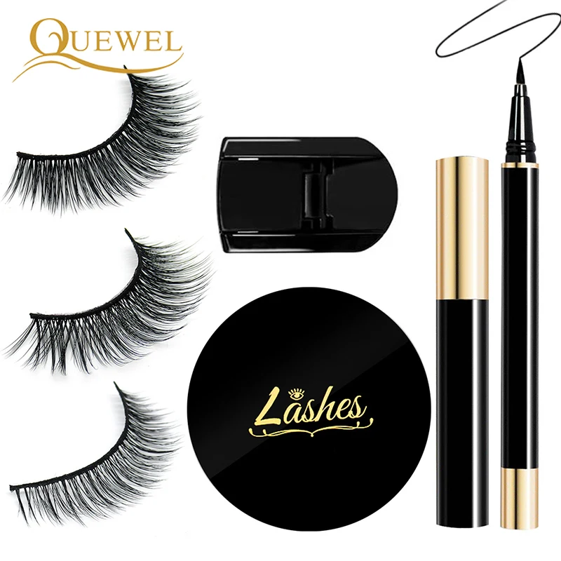 Набор для наращивания ресниц Quewel Magic накладных 3 пары клейкая подводка глаз тушь
