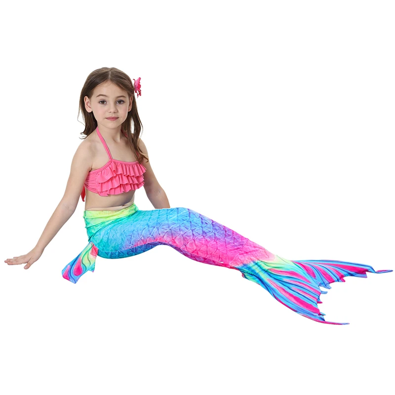 angelgirl 2021 kids mermaid tails bikini bathing children suit swimsuit with monofin for girls princess costume swimmable suit free global shipping