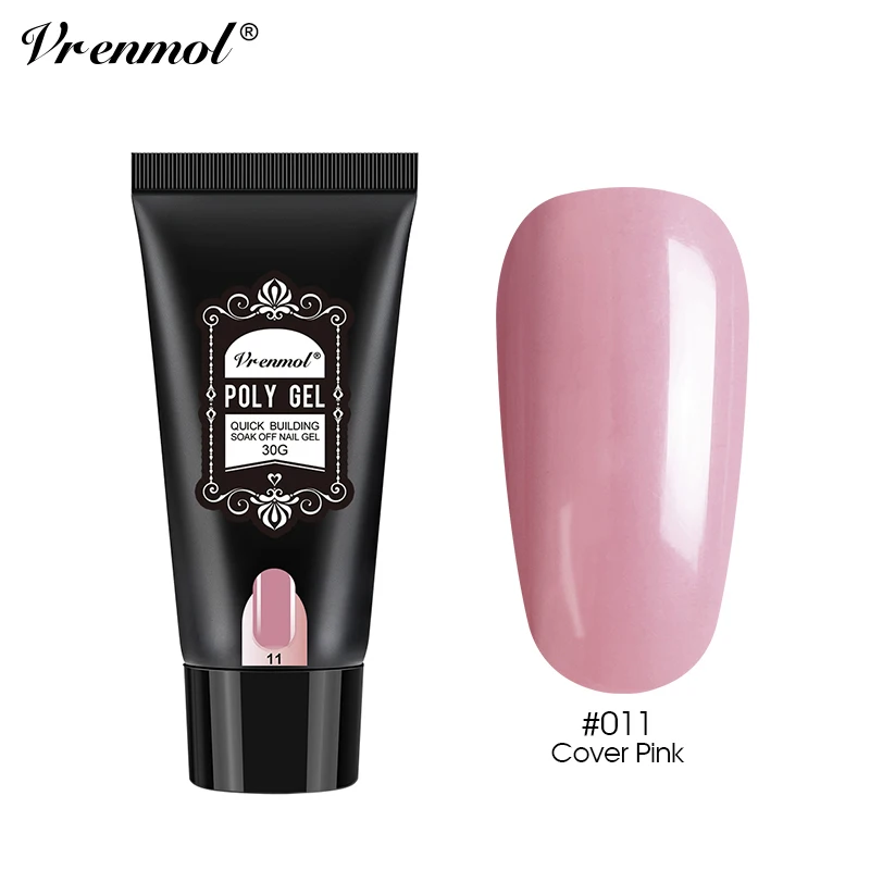 30ml cover pink Vrenmol Poly гель Semic Перманентный не чистый лак верхнее Базовое покрытие гель лак верхнее покрытие Базовое покрытие основа прозрачный гель лак - Цвет: 30ml cover pink