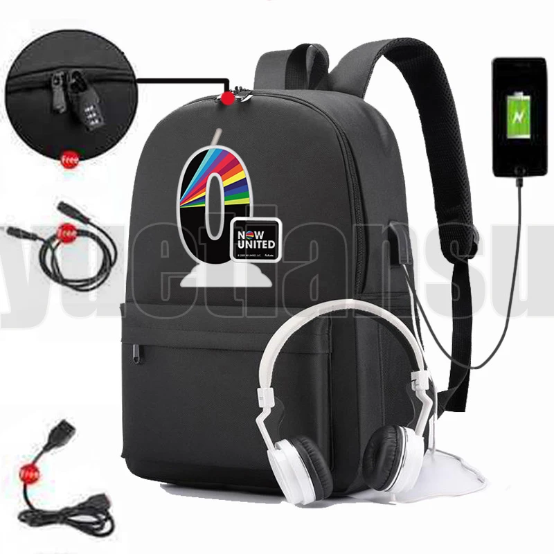 

Anime USB Charging Anti-theft Bookbag Now United - Better Album Backpack Canvas Zipper School Bags for Teenage Girls UN Team