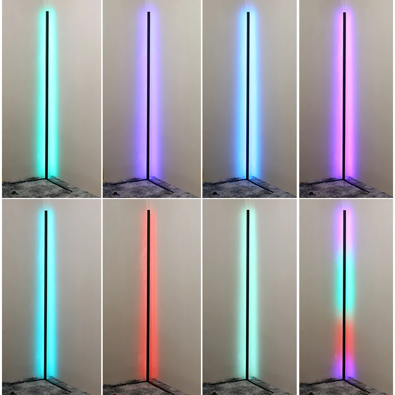 

Modern Simple Dimming LED Floor Lamps With Remote Control Nordic RGB Corner Light for Living Room Study Lighting Black White